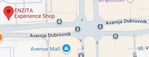 Lokacija ENZITA Experience Shop na Aveniji Dubrovnik 15, Zagreb